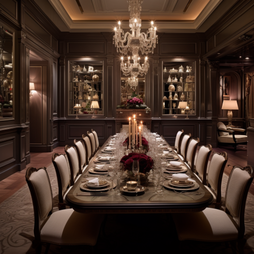 Elegant dining room with luxurious tableware Elegant dining room with luxurious tableware