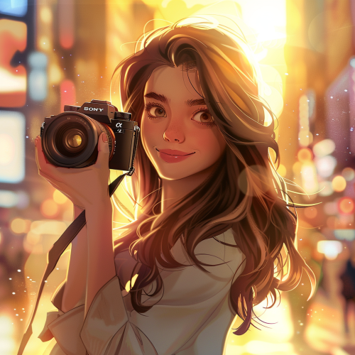 Woman with DSLR camera illustration