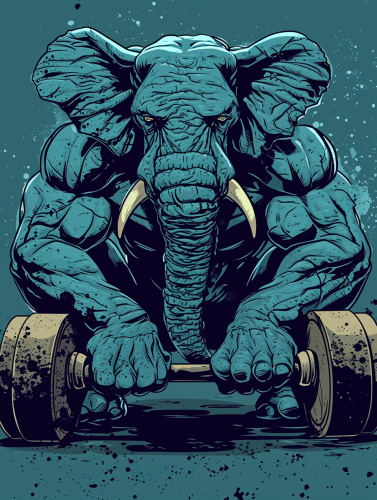 Elephant bodybuilder with dumbells