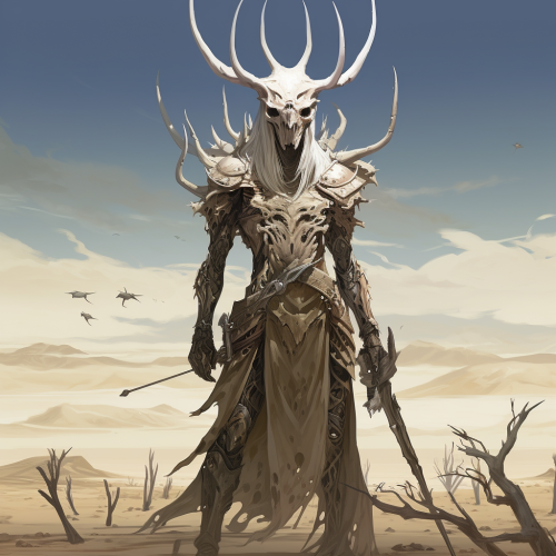 Scars, trophies, ornate scimitar