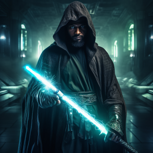 Powerful Jedi using lightsaber in the Force