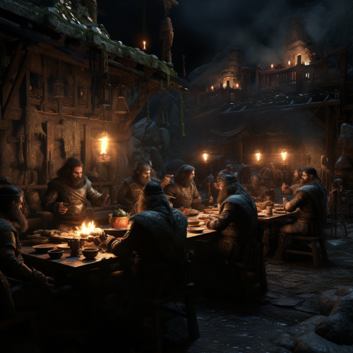Elves and Dwarfs enjoying dinner together