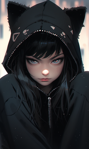 Emo cat girl with Ghibli style