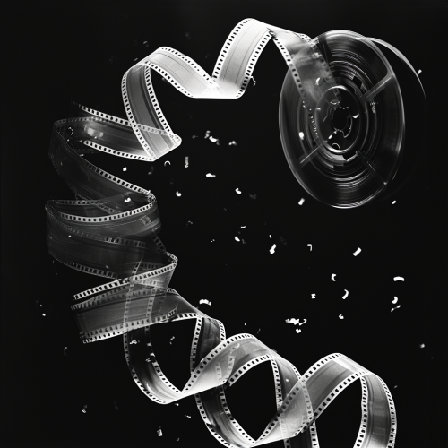 Empty film roll with grain background