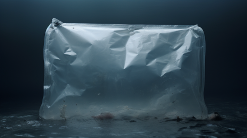 The bottom of an empty plastic bag