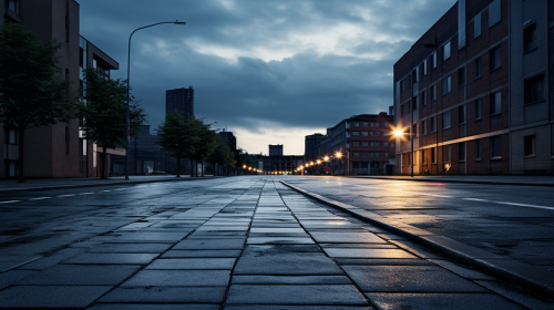 Empty street with skyline in Germany