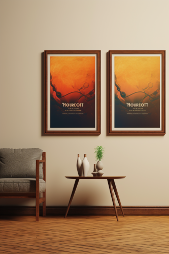 Empty Wooden Picture Frame Poster Mockup