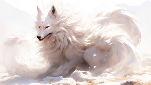 Enchanting dog with multiple tails and three eyes