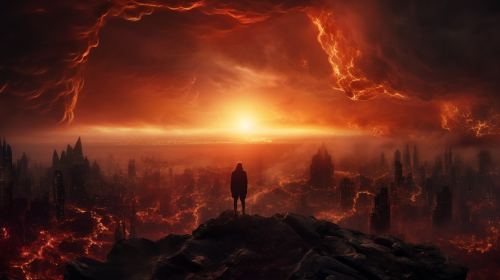 Apocalyptic scene with destroyed city