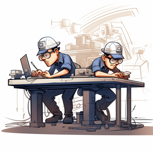 Engineers designing steel concept art