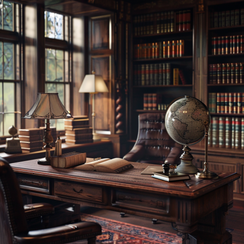 Realistic English Boarding School Headmaster Study