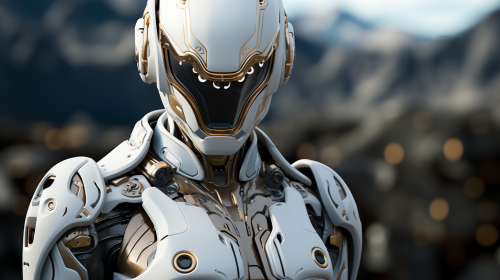 Enhanced male controlling futuristic scene with drama