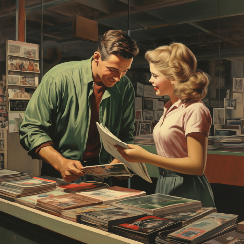 Man Recommending Vinyl with Enthusiasm