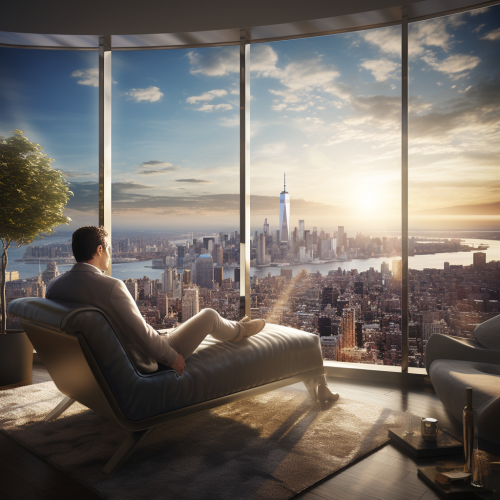 Successful entrepreneur on luxurious bed