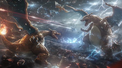 Epic Legendary Pokemon Battle Scene