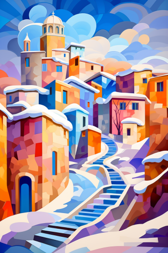 Eraclea Italy Snow Ice Cubist Art Eraclea Italy Snow Ice Cubist Art