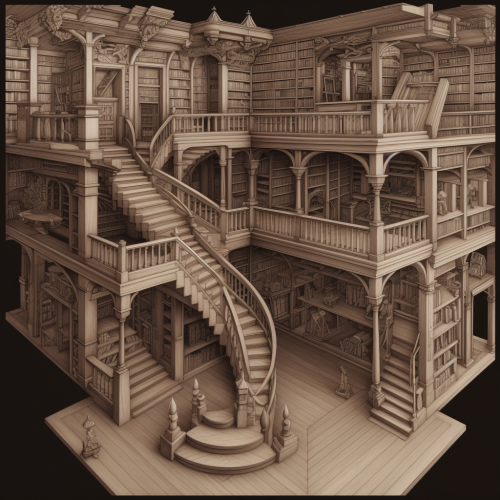 Library in Escher style