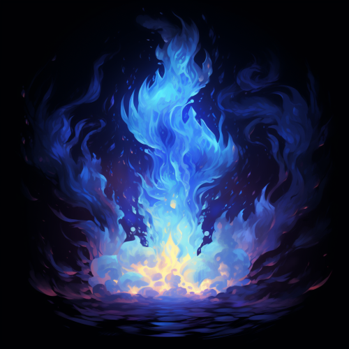 Ethereal blue fire pixel art