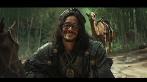 Smiling European Man with Black Hair and Beard