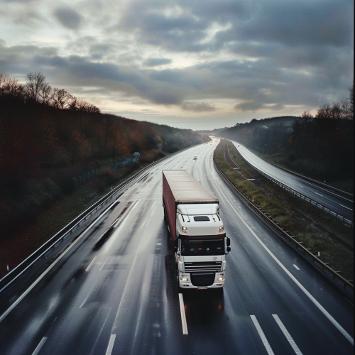 European truck on motorway