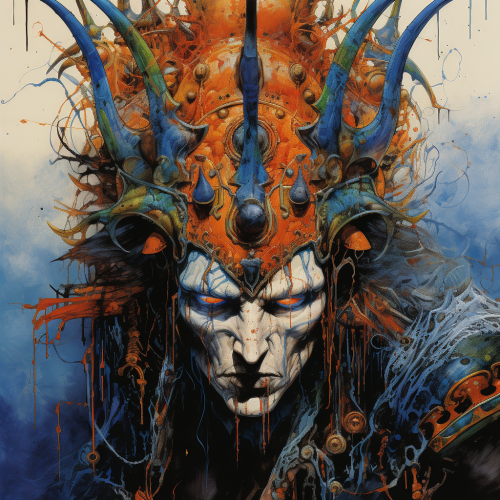 Intricate evil court jester artwork