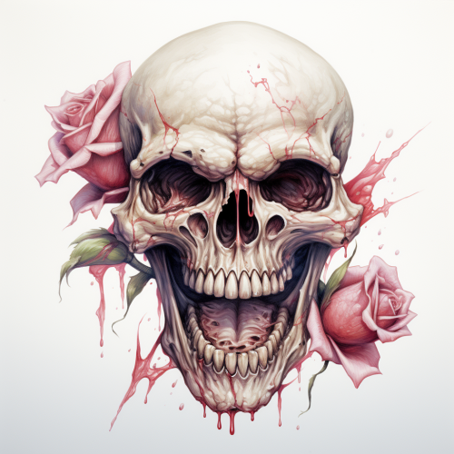 Skull with Rose Tattoo Traces