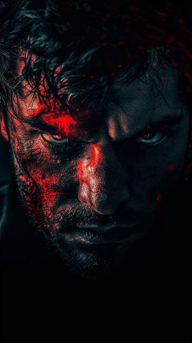 Dark psychology with evil-looking man