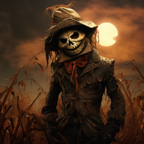 Scary scarecrow with jack o lantern head