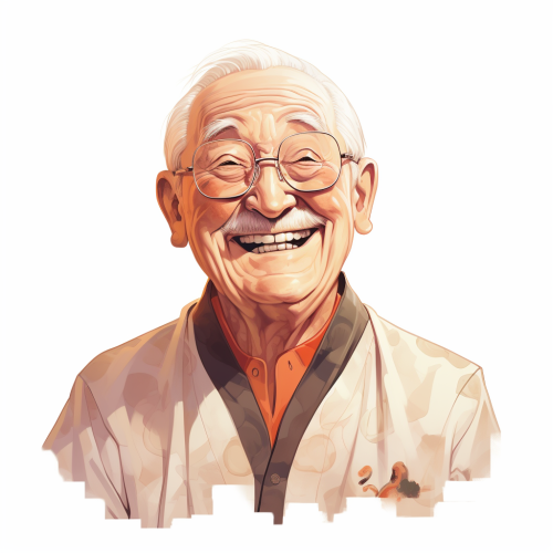 Detailed illustration of evil smile Japanese grandpa
