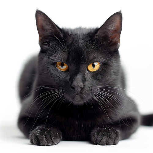 Evil Wild Black Cat on White Background