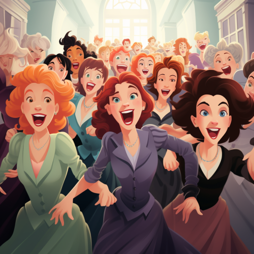 Excited happy ladies group image