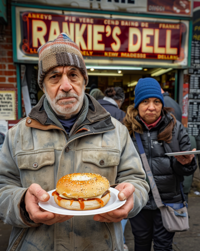 Exes holding bagel plate cream cheese