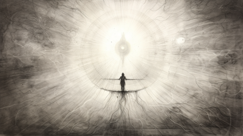 Sketch of Human Silhouette Merging with Universe