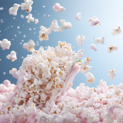 Exploding popcorns in the air