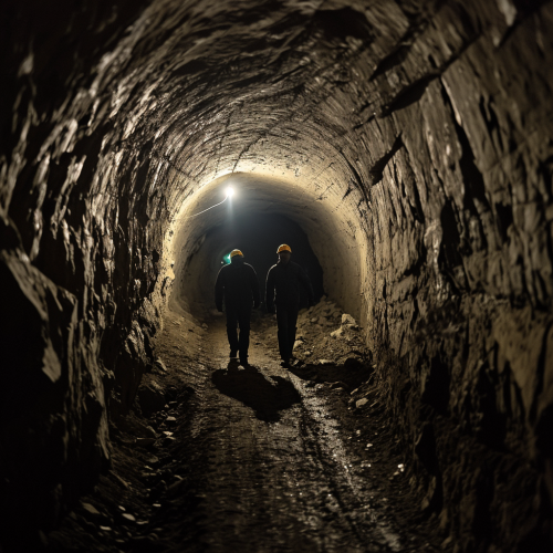 Two People Walking in Underground Tunnels