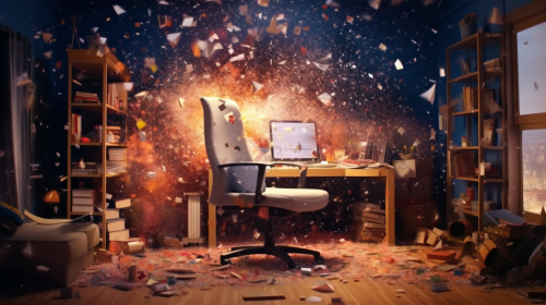 Objects exploding into existence from central point