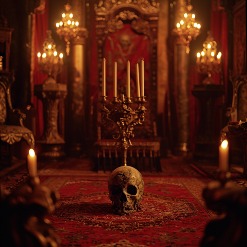 Mystical Victorian sect altar with skull