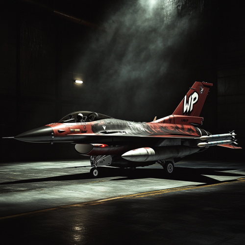 F16 fighter jet with demonic wolf paint