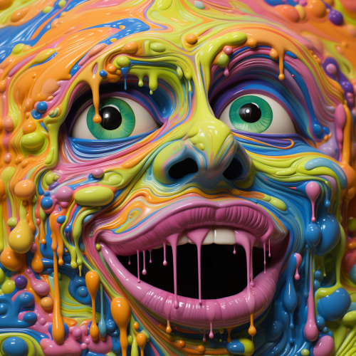 Psychedelic face melting acid trip