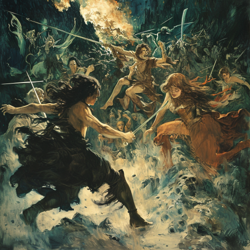 Faerie army battles witches in beautiful artwork