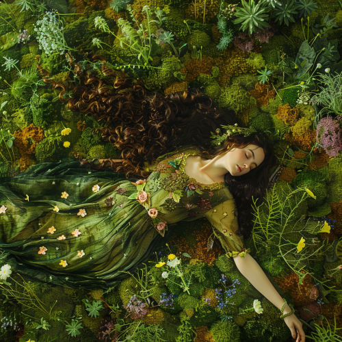 Faery woman blending in nature