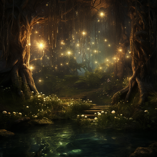 Beautiful fairy forest with dark tones