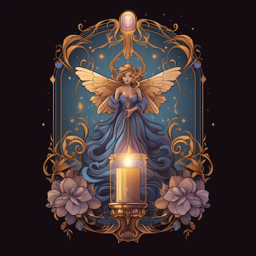 Illustration of a fairy-shaped tarot card candle