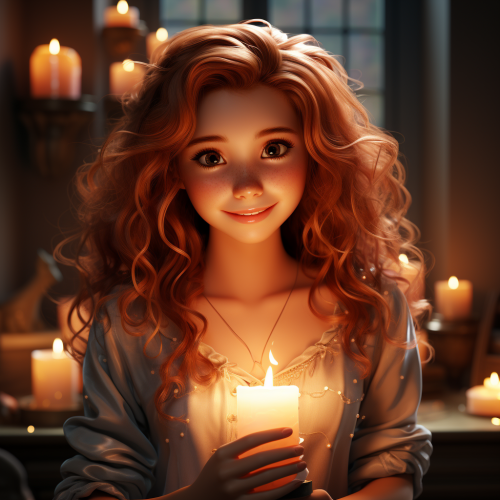 Charming fairy tale character with a candle