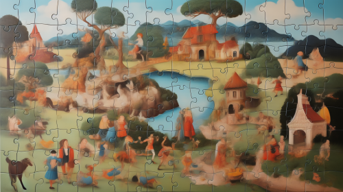 Delightful fairytale illustrated puzzle with missing pieces