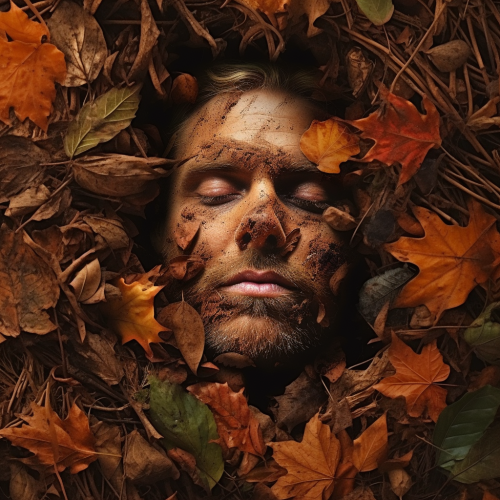 Fall Leaves with Hidden Face Underneath