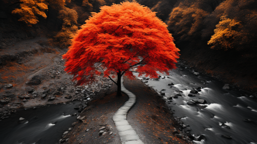 Colorful Fall Autumn Scenery Shot From Above