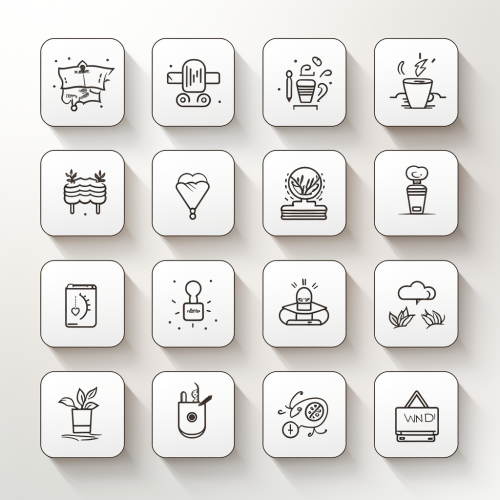 Outline icons of family and house