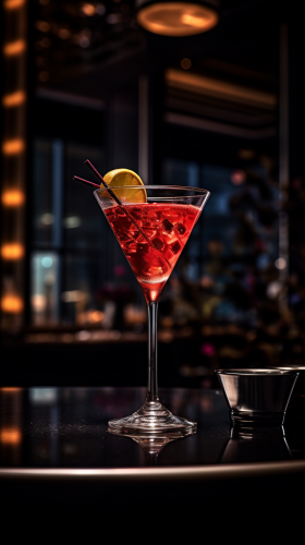 Fancy cocktail at night in restaurant