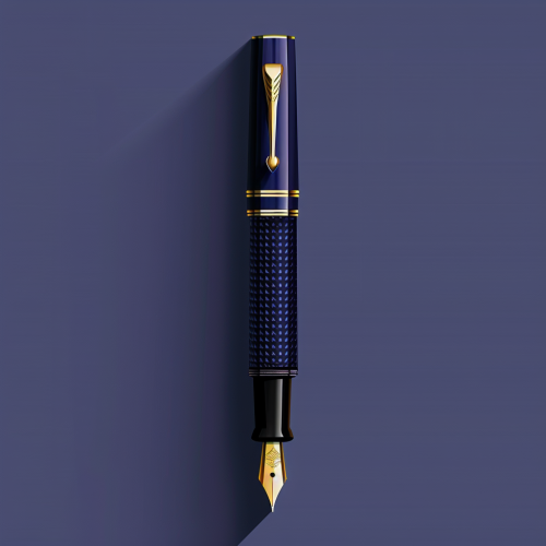 Elegant blue fountain pen graphic